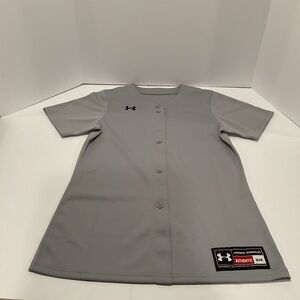 Under Armour Authentic Gray Softball Jersey Women’s Small Button Front